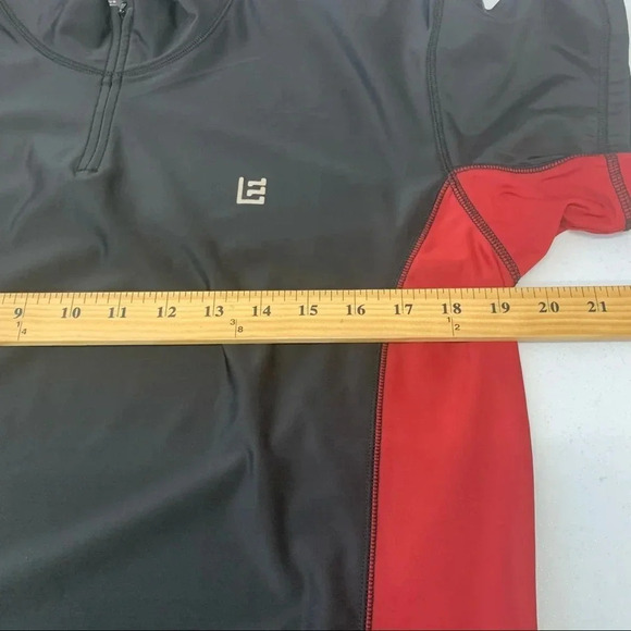 Basic Equipment Mens Polo Medium  Black Maroon Color Block 1/4 Zip Short Sleeve - Picture 7 of 9